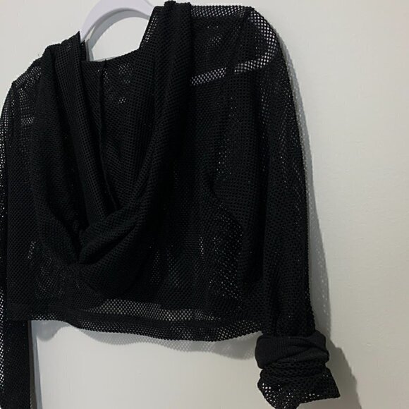 Sexy SPORT MESH CROP HOODIE | FRONT ZIPPER CLOSURE | SILVER TONE HARDWARE - Picture 6 of 8